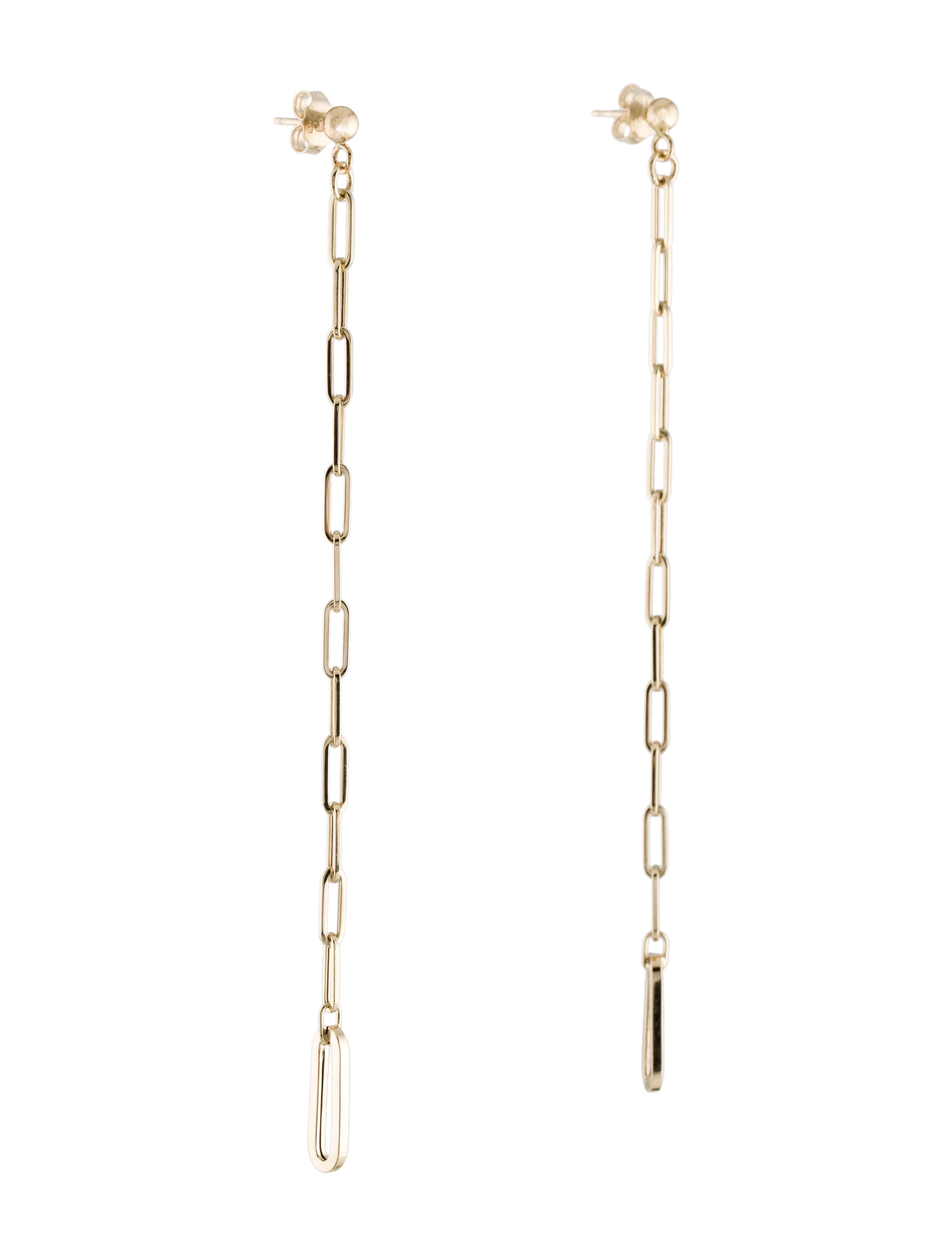 Earrings 14K Chain Link Drop Earrings 14K Yellow Gold Drop, Earrings
