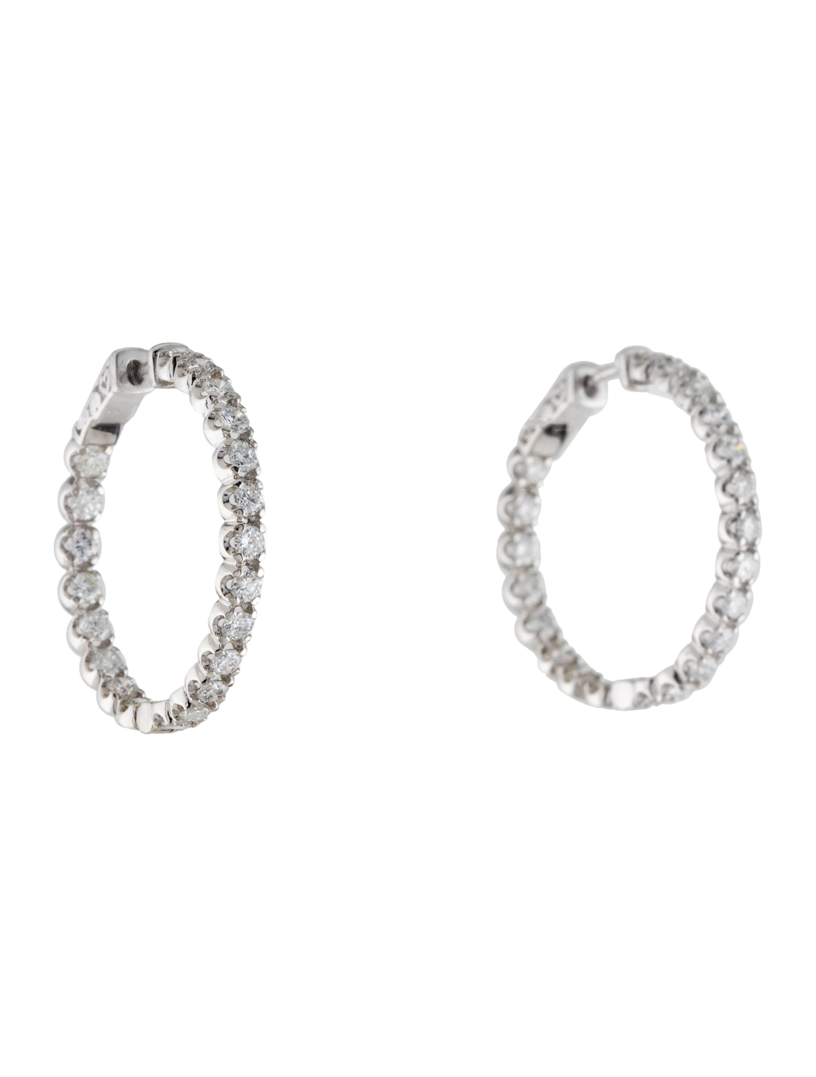 Earrings 14K Diamond InsideOut Hoop Earrings RhodiumPlated 14K