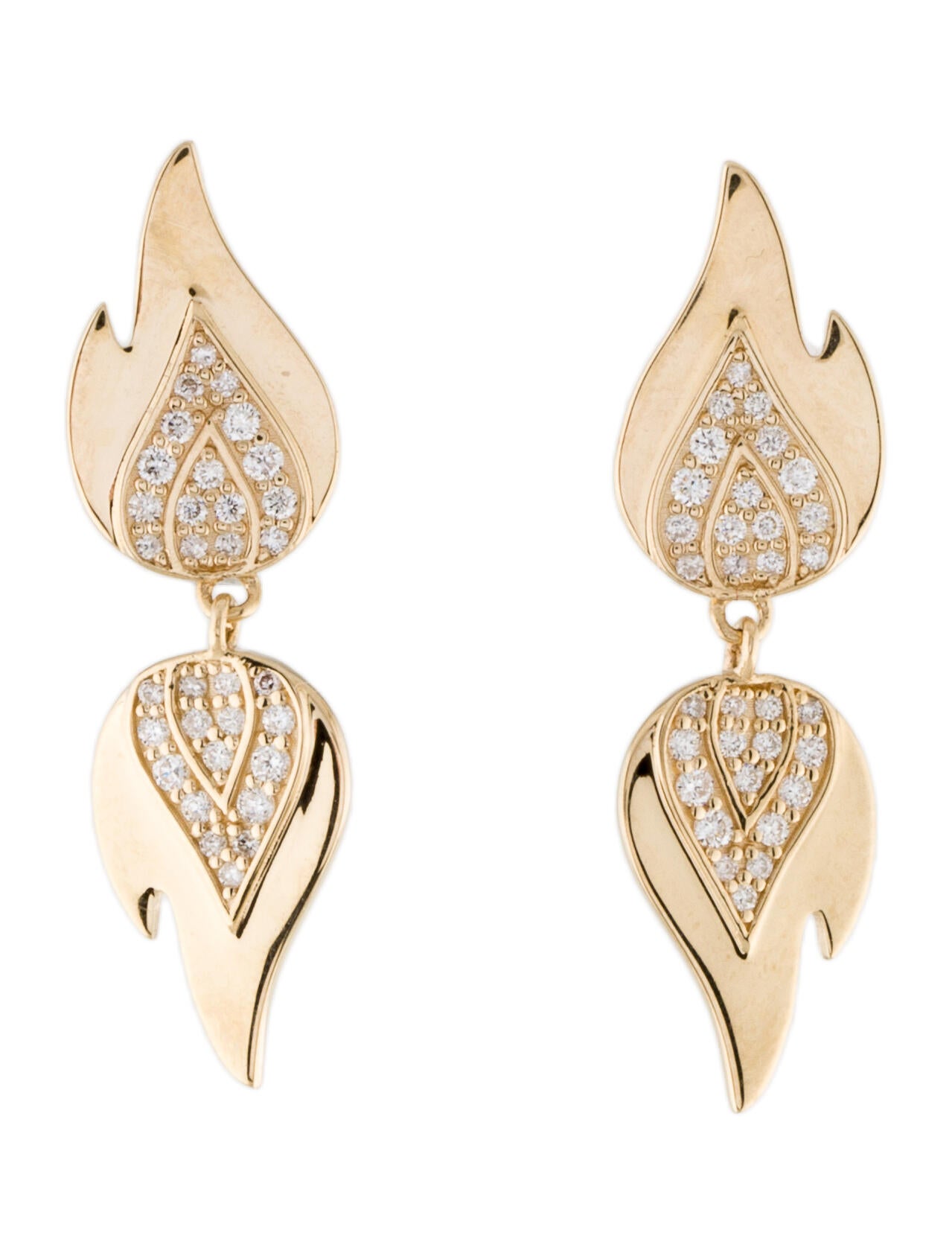 Earrings 14K Diamond Flame Drop Earrings