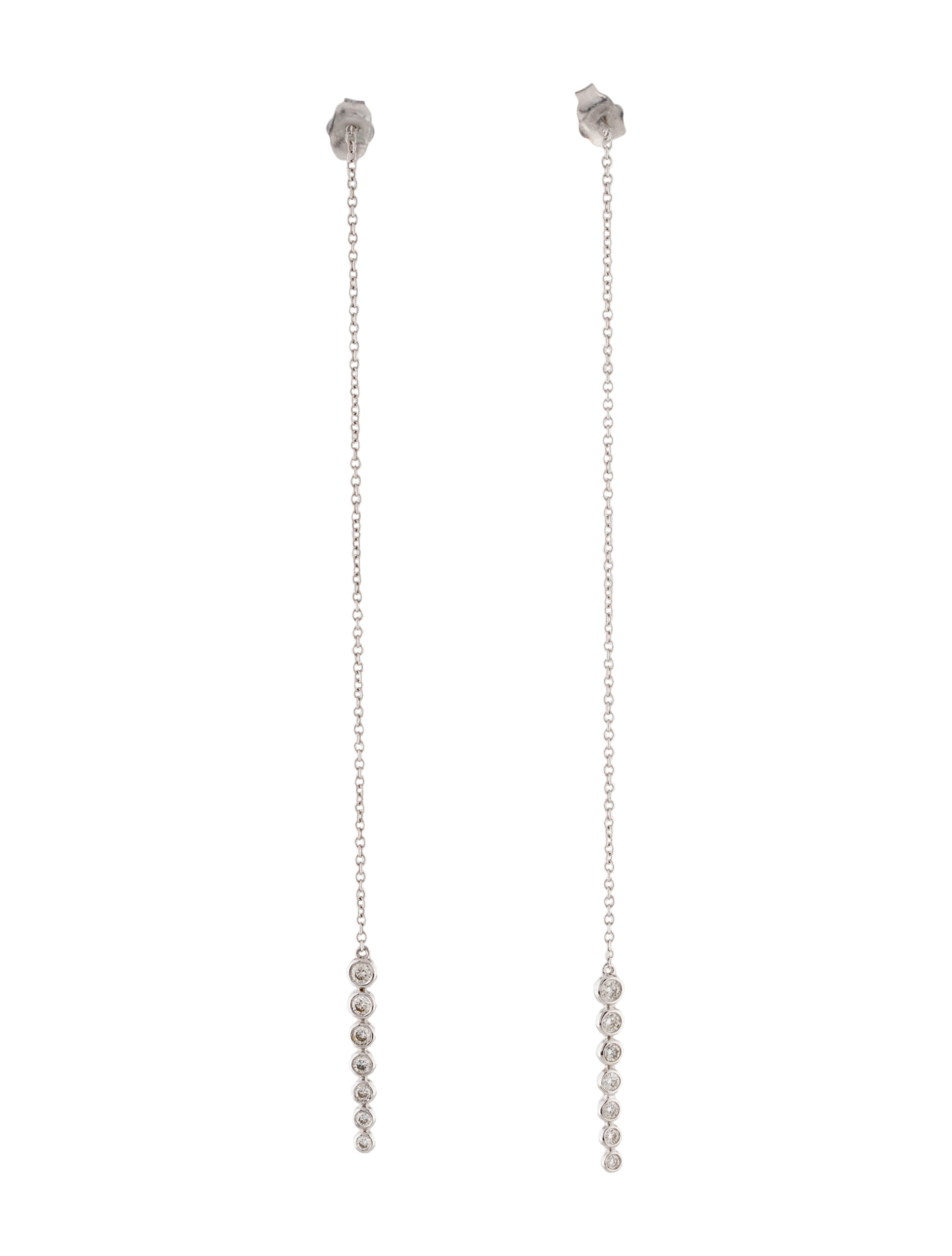 Earrings 14K Graduated Diamond Threader Drop