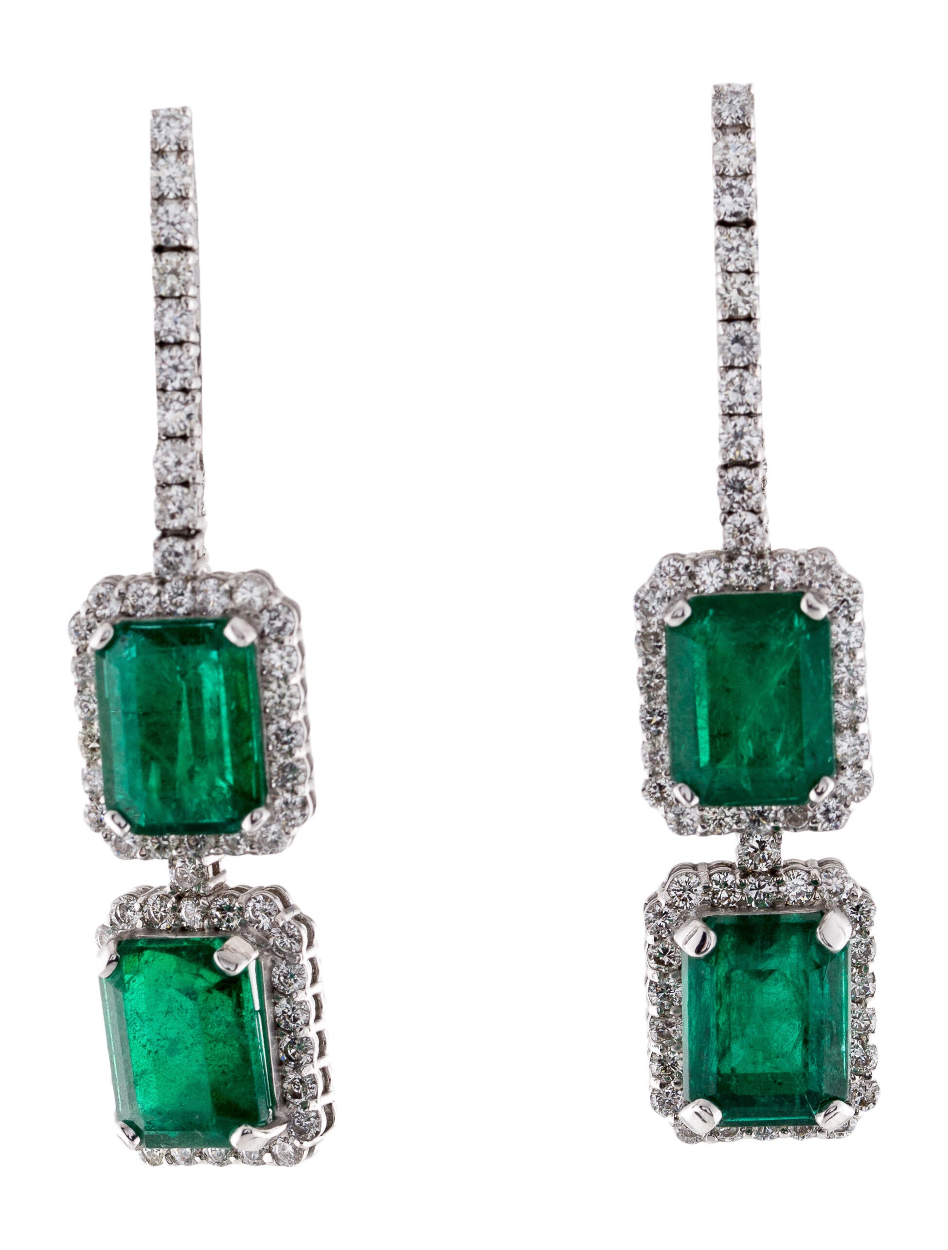 Earrings 14K 9.91ctw Emerald & Diamond Drop Earrings