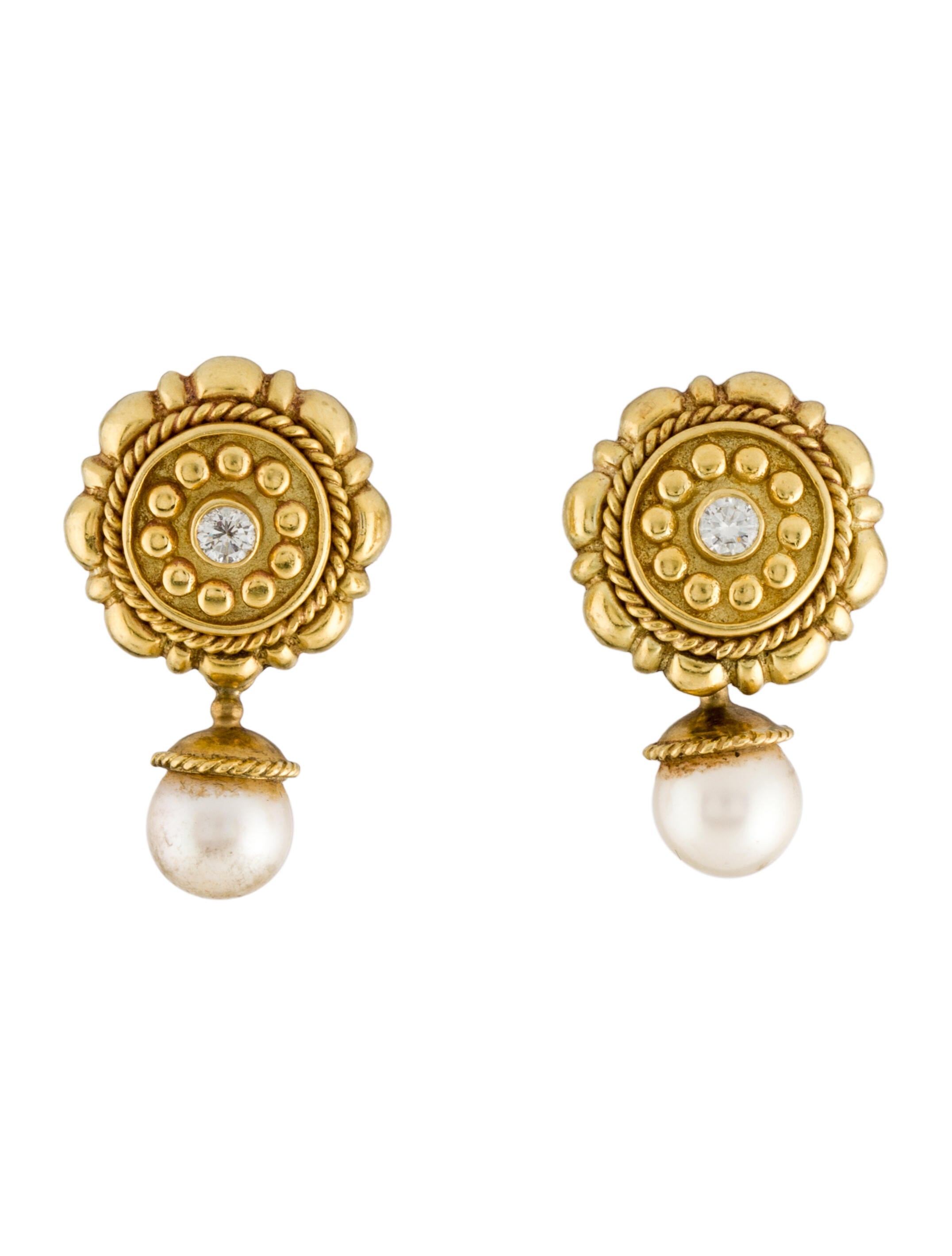 Earrings 18K Pearl & Diamond Convertible Drop EarClip Earrings 18K