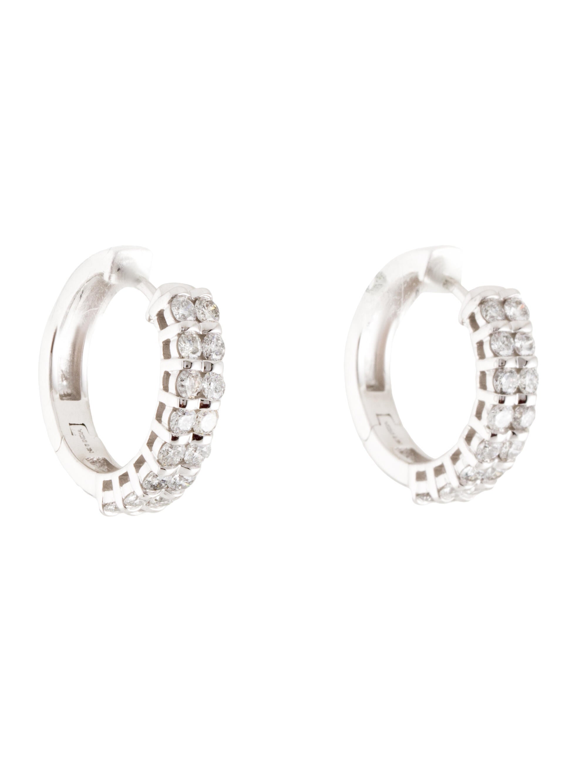 Earrings 14K Diamond Hoop Earrings 14K White Gold Hoop, Earrings