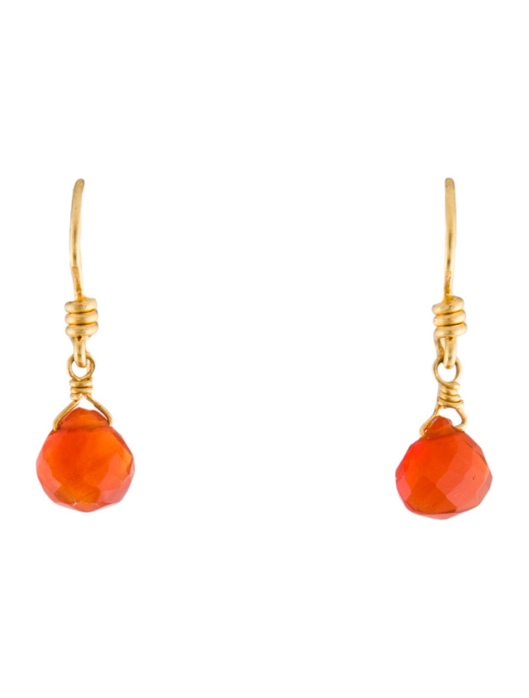 Earrings 22K Fire Opal Drop Bead Earrings