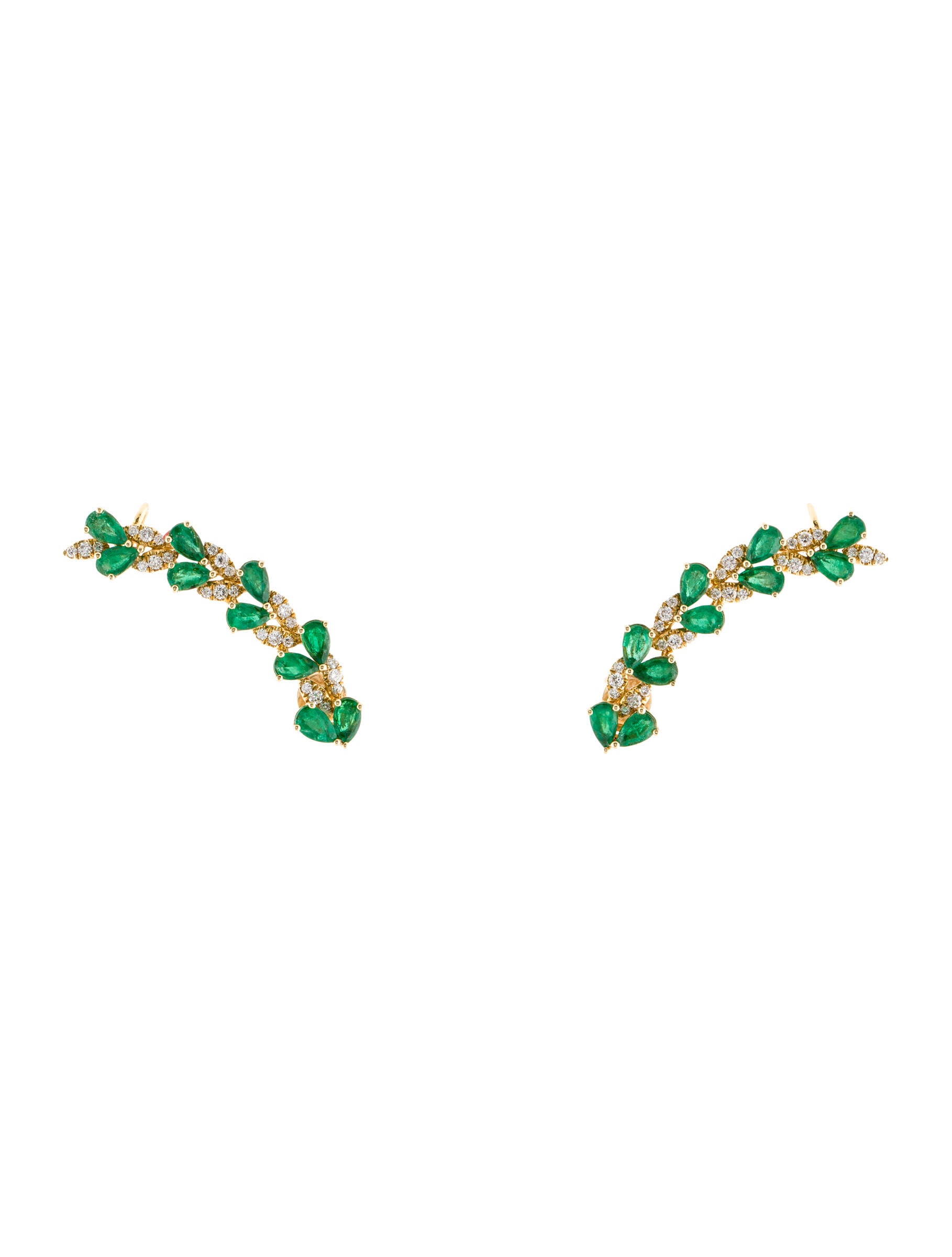 Earrings 18K Emerald & Diamond Ear Climber