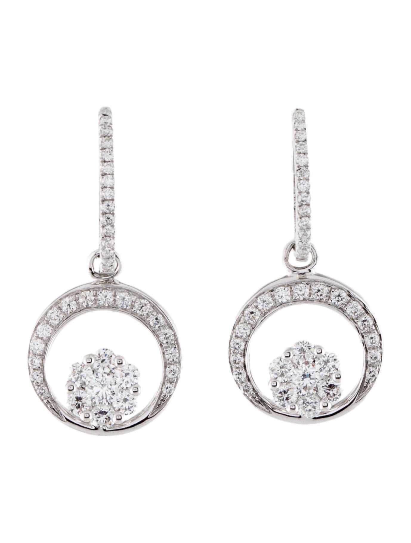 Earrings 14K Diamond Drop Earrings 14K White Gold Drop, Earrings