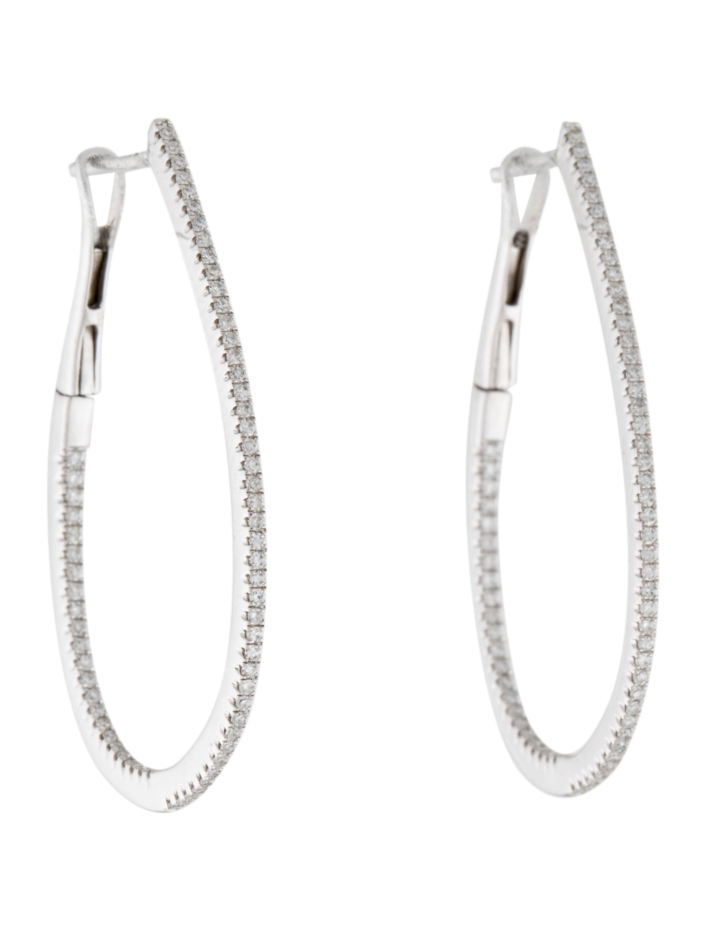 Earrings 14K Diamond Elongated Inside-Out Hoop