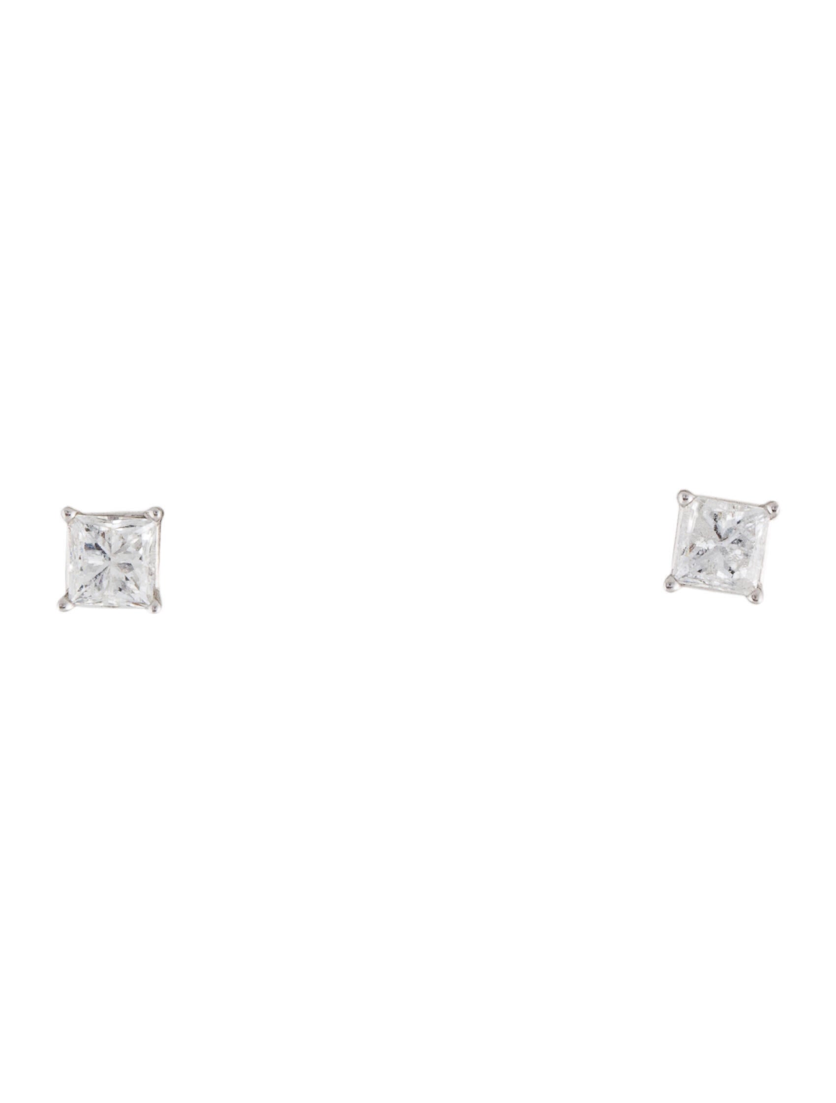 Earrings 14K Diamond Stud Earrings RhodiumPlated 14K White Gold Stud