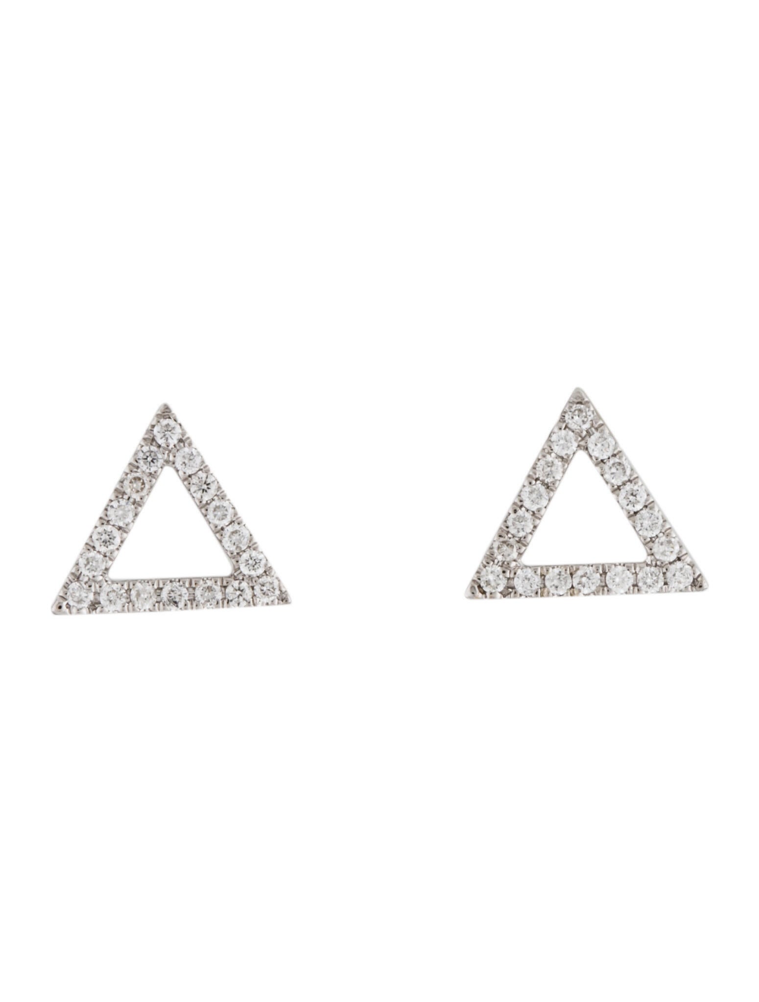 Earrings 18K Diamond Triangle Stud Earrings 18K White Gold Stud