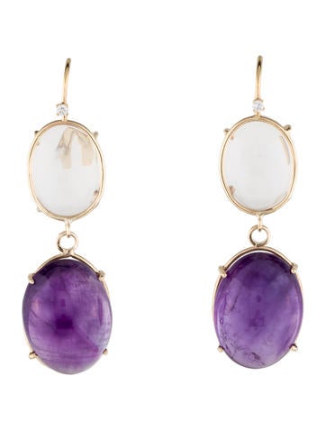 14K Amethyst & Quartz Earrings