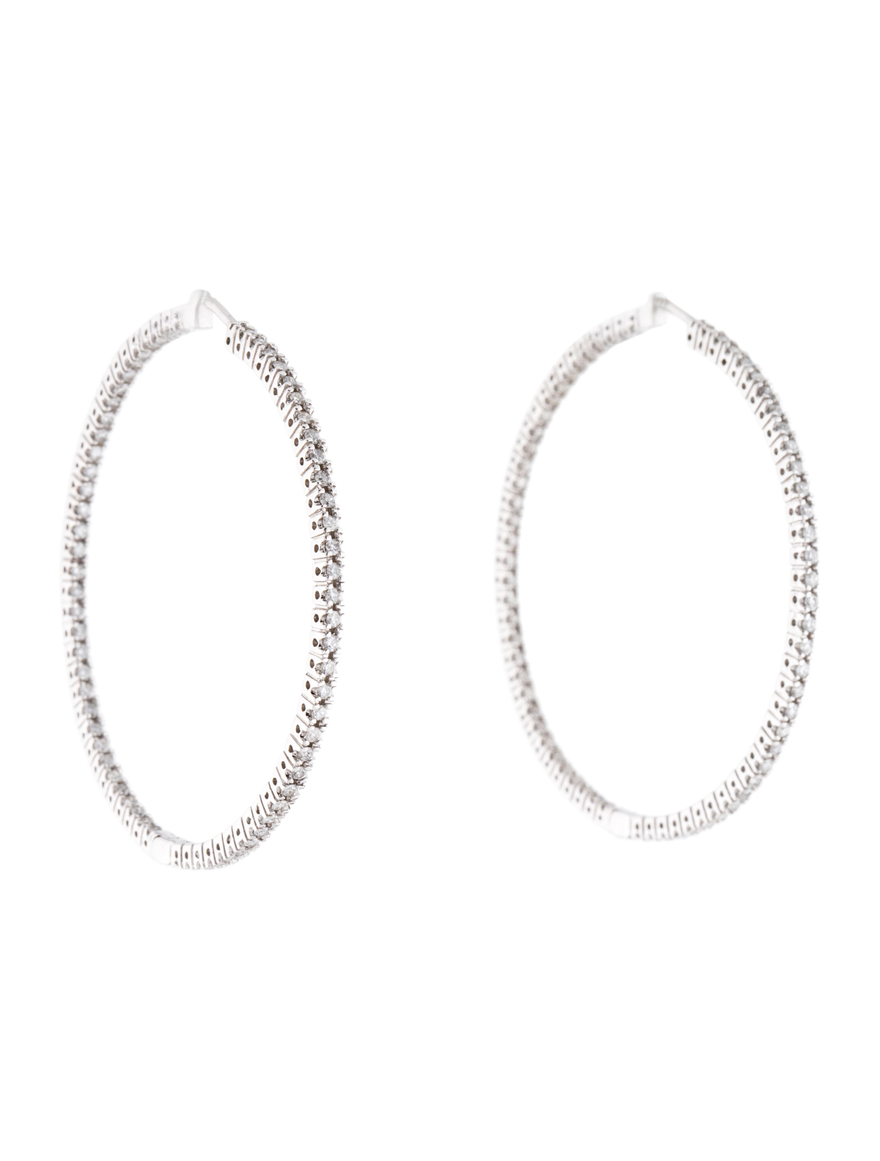 Earrings 14K Diamond Inside-Out Hoop Earrings - Rhodium-Plated 14K ...