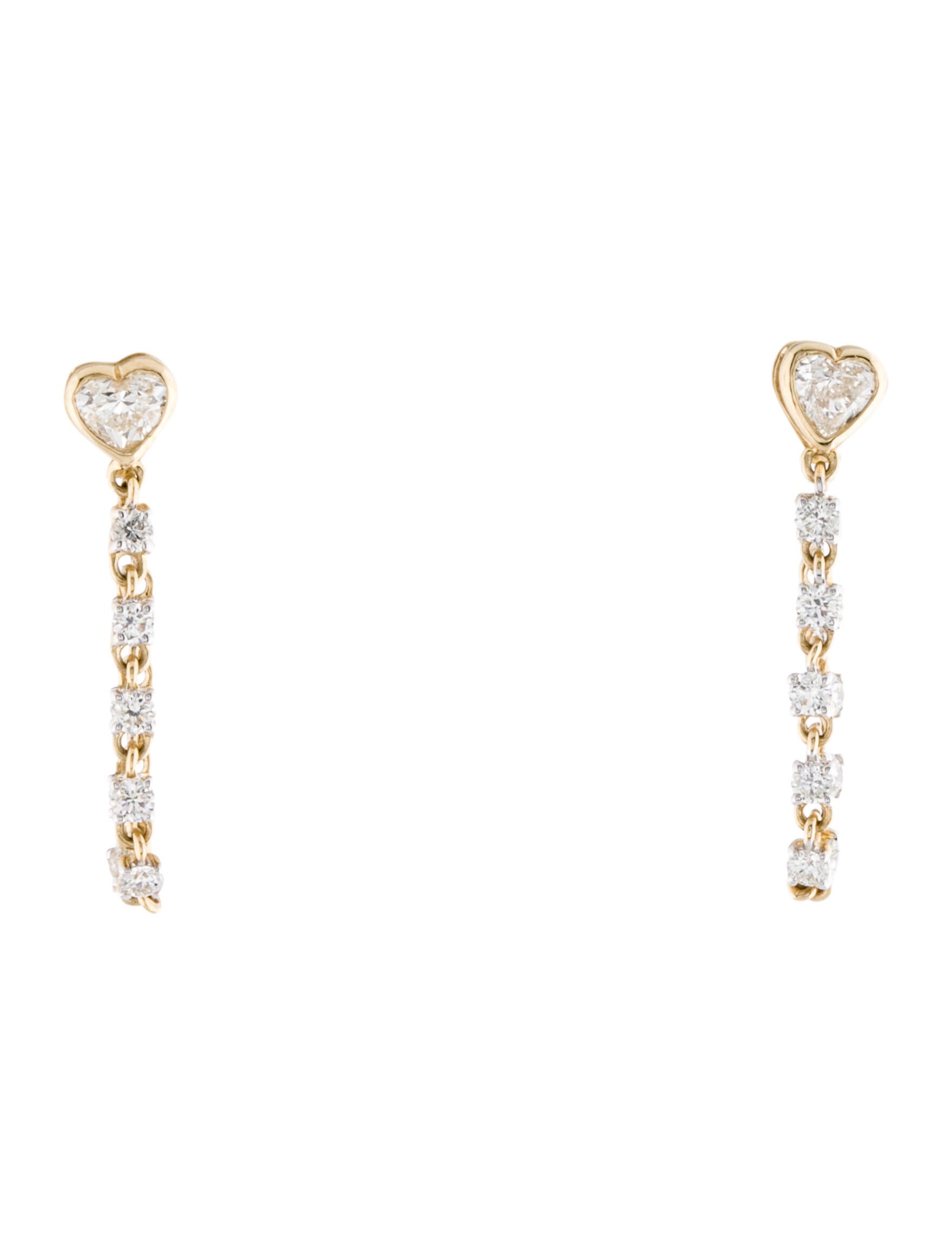 Earrings 14K Diamond Chain Hoop Earrings 14K Yellow Gold Drop