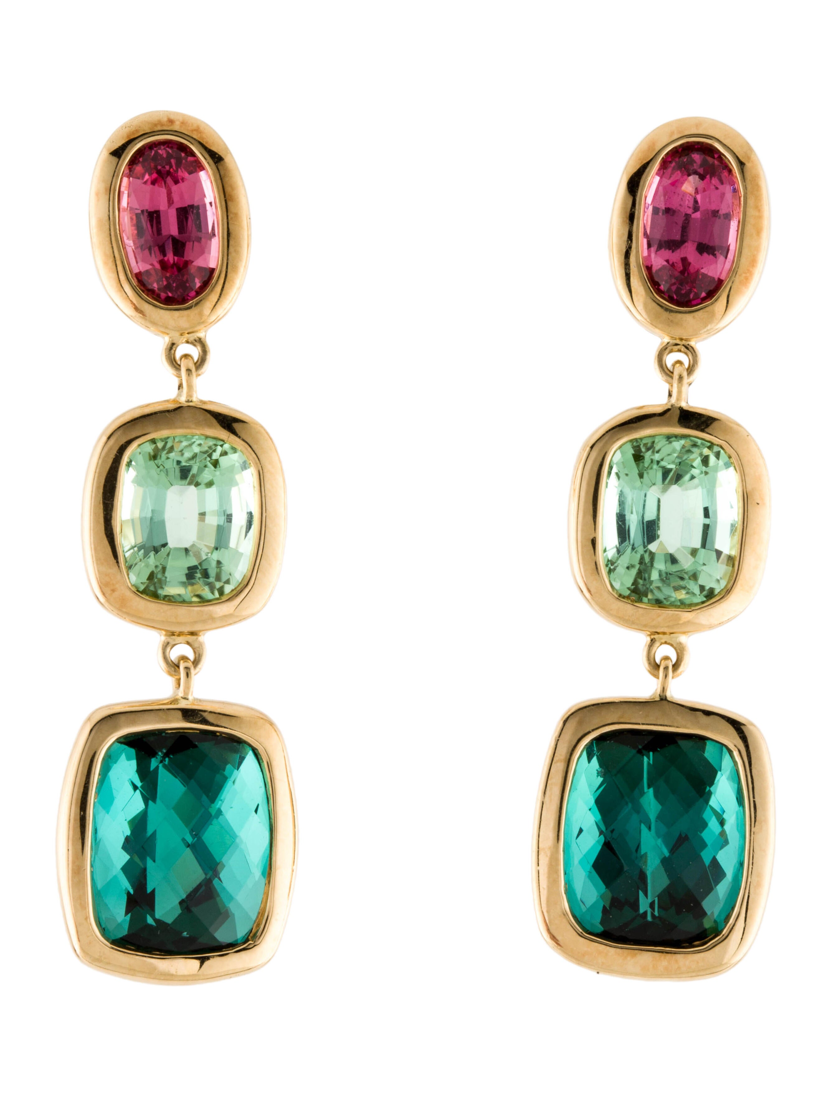 Earrings 18K Tourmaline & Spinel Drop Earclip