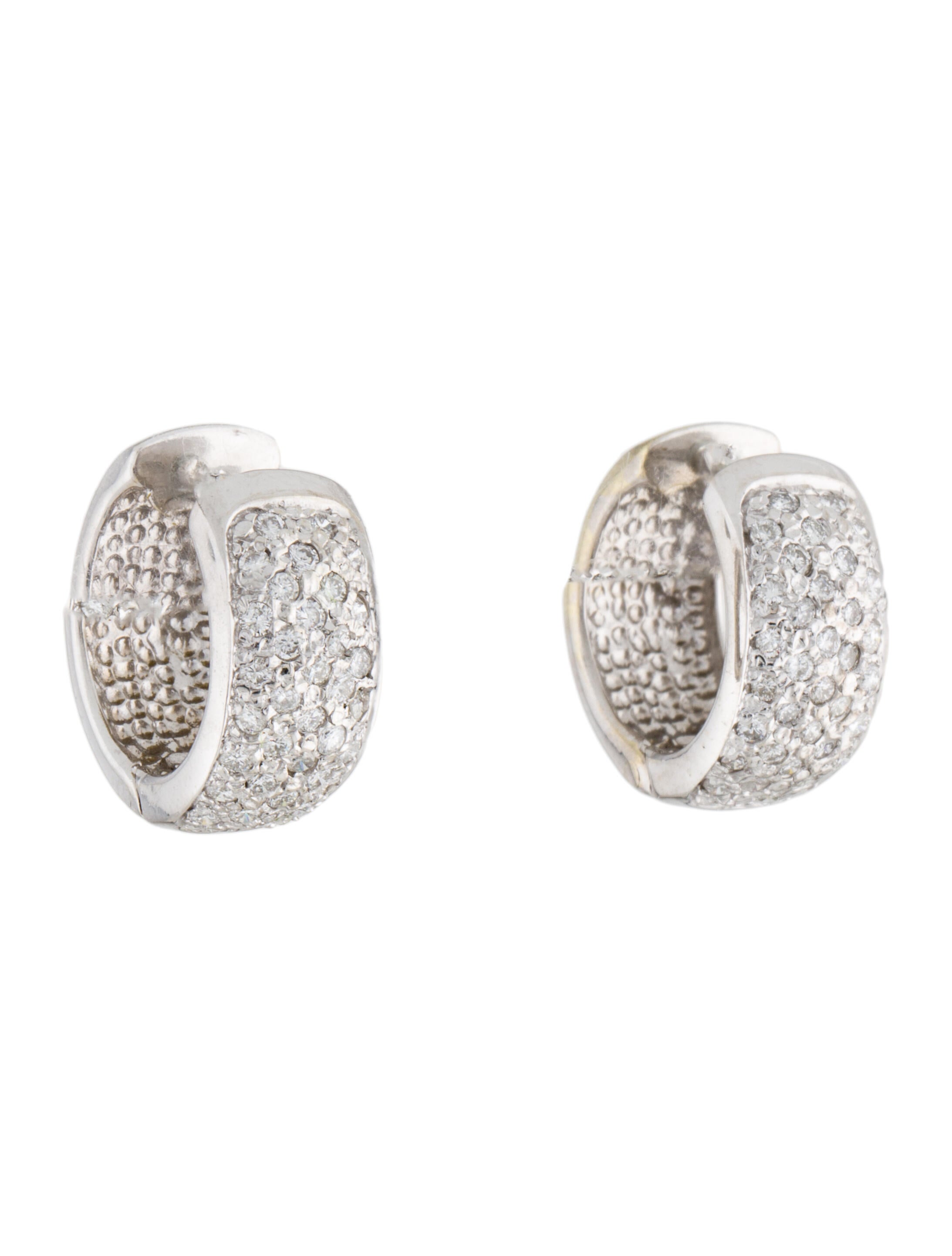 Earrings 14K 1.11ctw Diamond Wide Hoop Earrings RhodiumPlated 14K