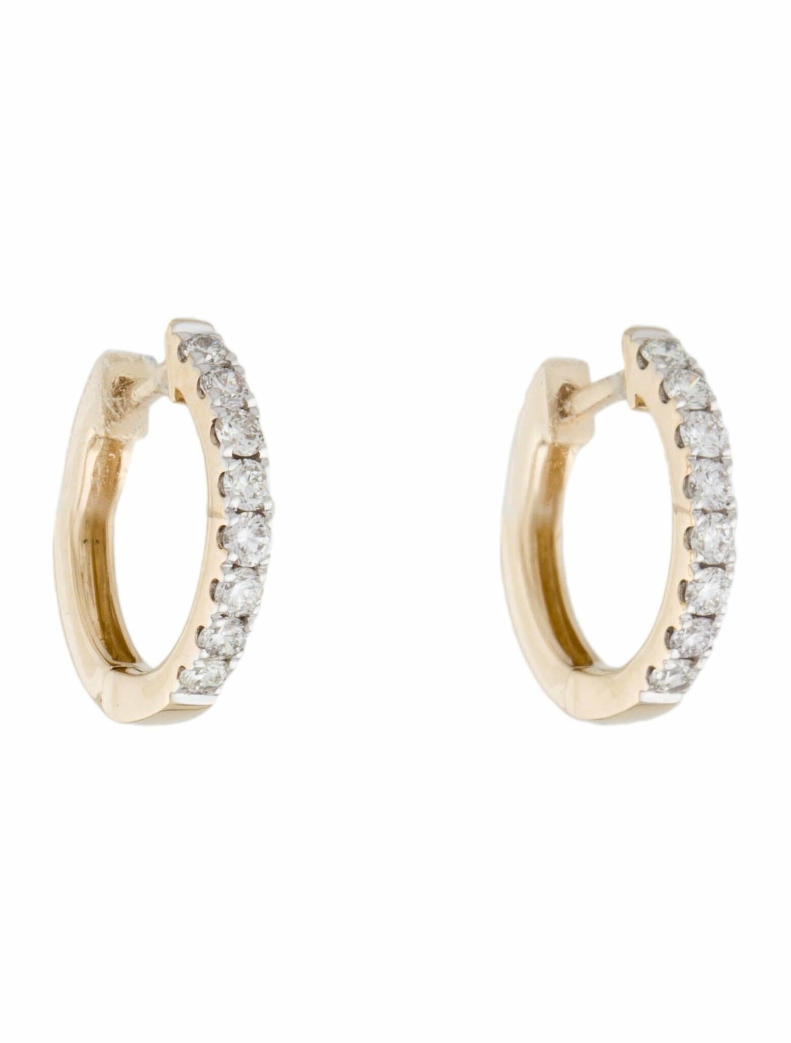 AVORA 10K Yellow Gold Channel Set Simulated Diamond CZ Huggie Hoop