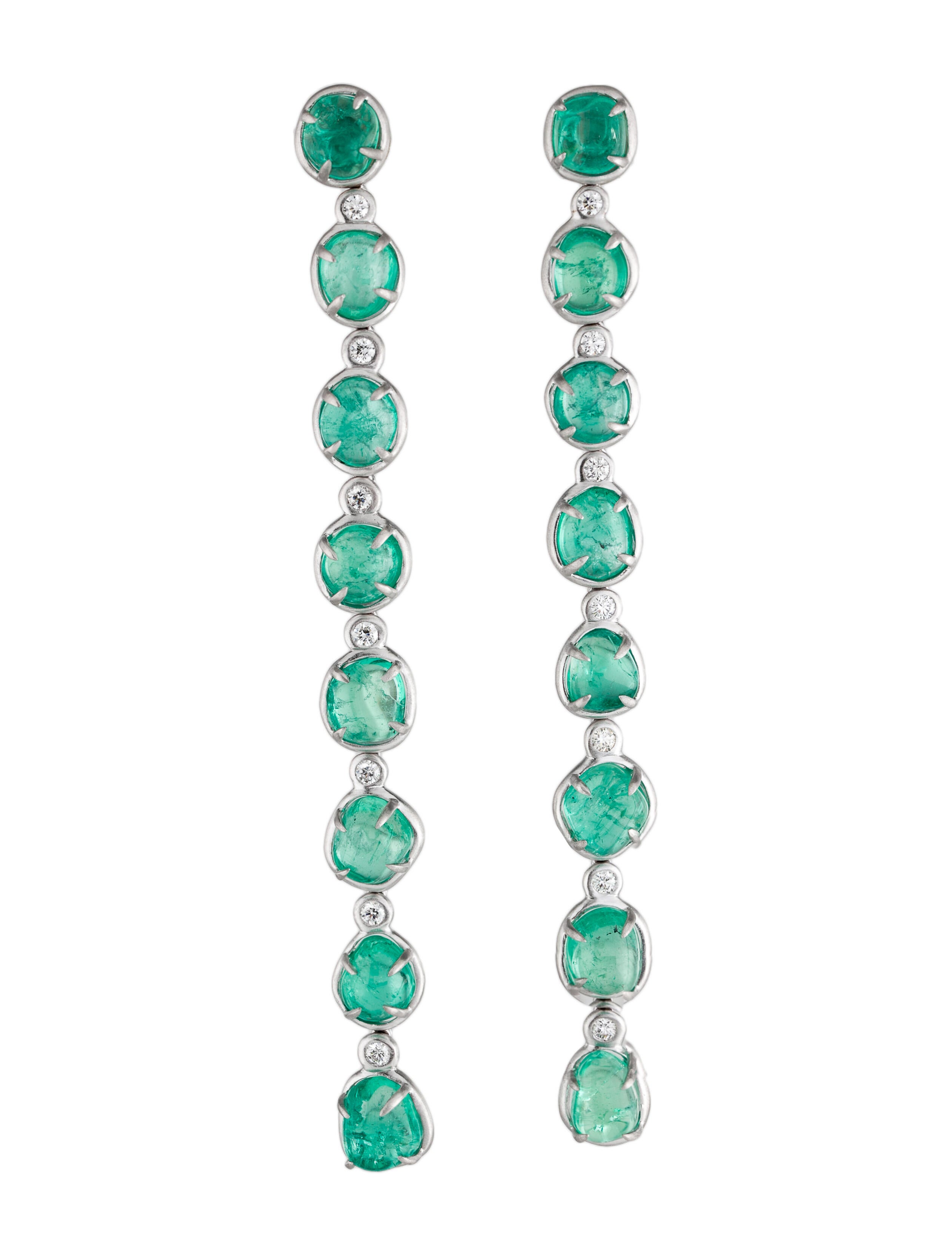 Earrings 18K Emerald & Diamond Drop Earrings
