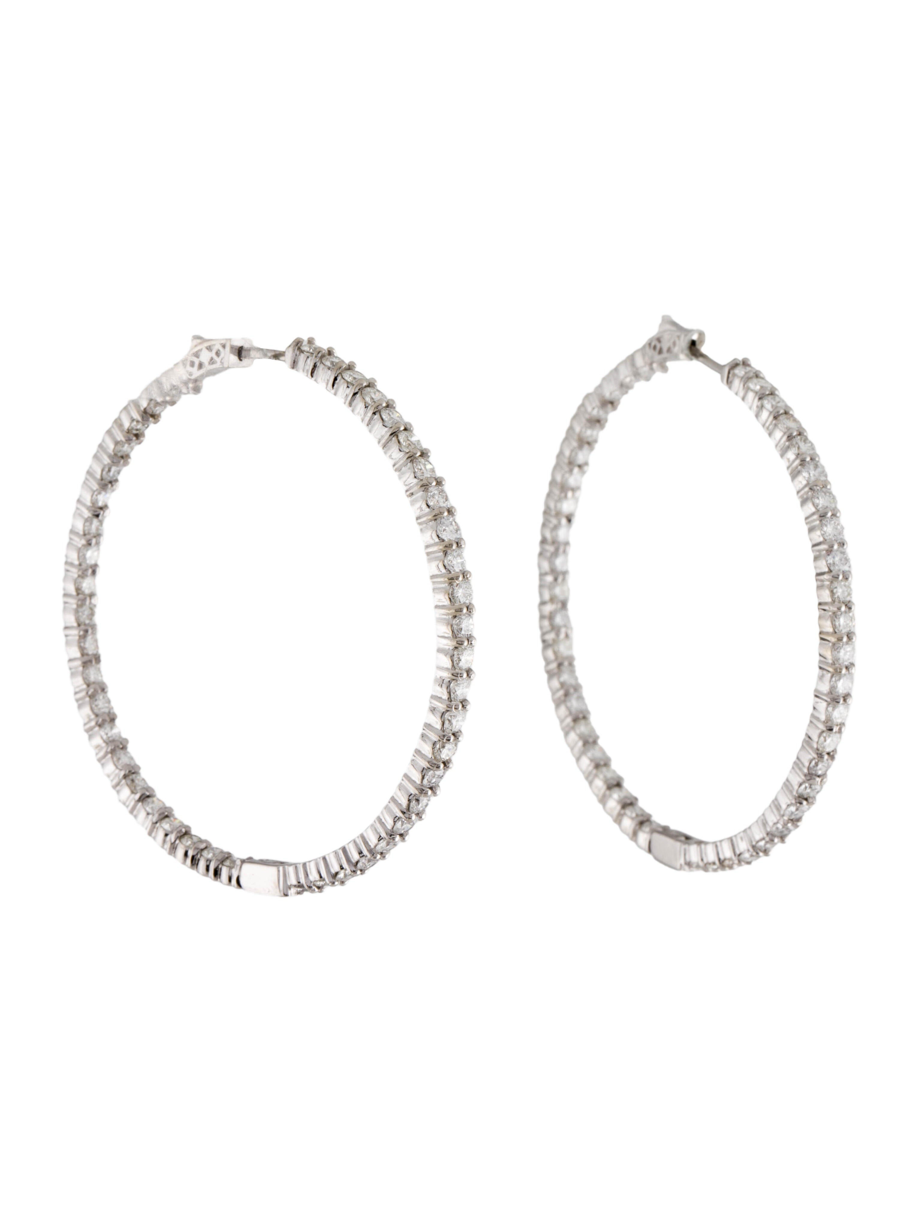 Earrings 14K Diamond Inside Out Hoop Earrings 14K Yellow Gold Hoop