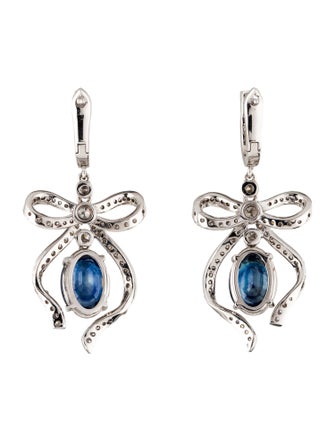 Earrings 18K Sapphire & Diamond Ribbon Drop Earrings