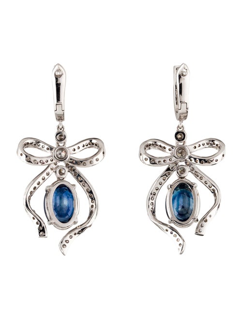Earrings 18K Sapphire & Diamond Ribbon Drop Earrings