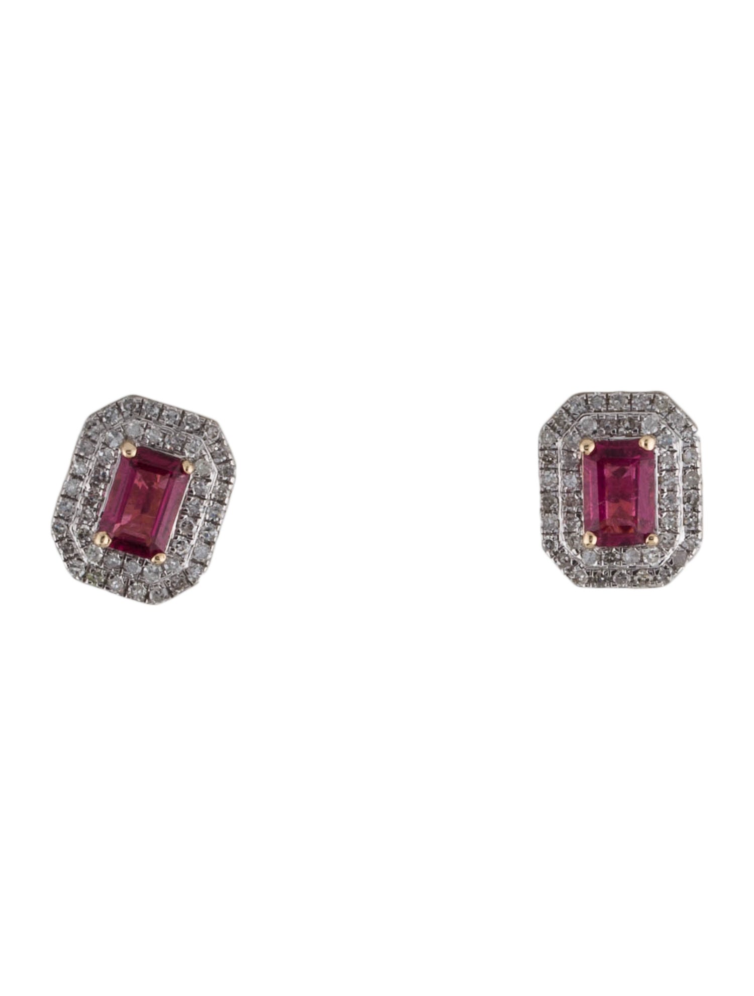 Earrings 14K Tourmaline & Diamond Stud Earrings