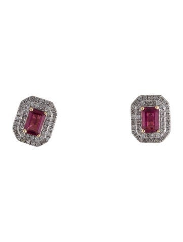 Earrings Stud 14K Tourmaline & Diamond