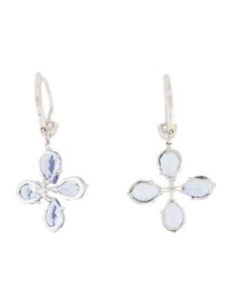 Earrings 14K Tanzanite & Diamond Flower Drop Earrings