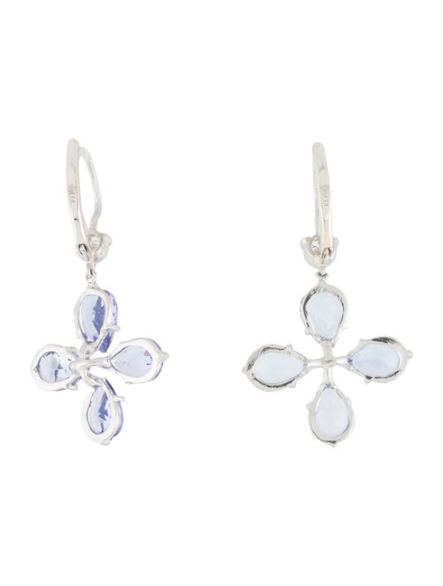 Earrings 14K Tanzanite & Diamond Flower Drop Earrings