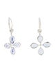 Earrings 14K Tanzanite & Diamond Flower Drop Earrings