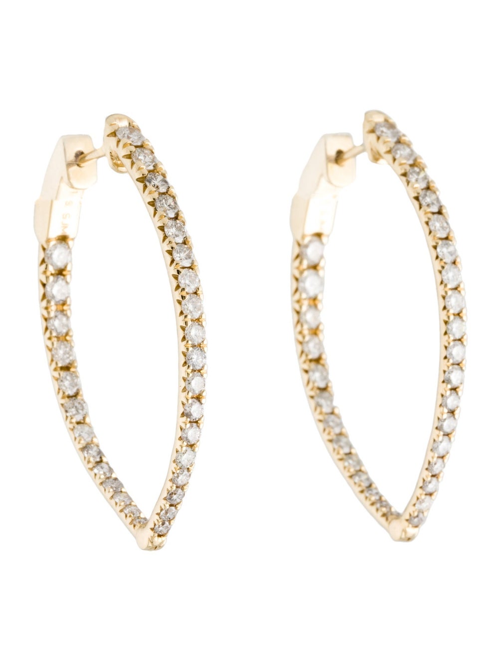Earrings 14K 2.00ctw Diamond Inside-Out Hoop Earrings - 14K Yellow Gold ...