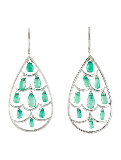 Earrings 18K Emerald & Diamond Drop Earrings
