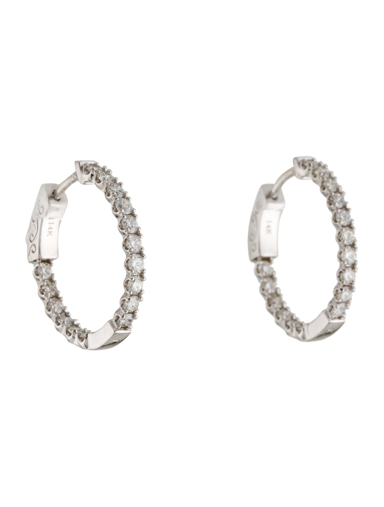 Earrings 14K 1.35ctw Diamond Inside-Out Hoop