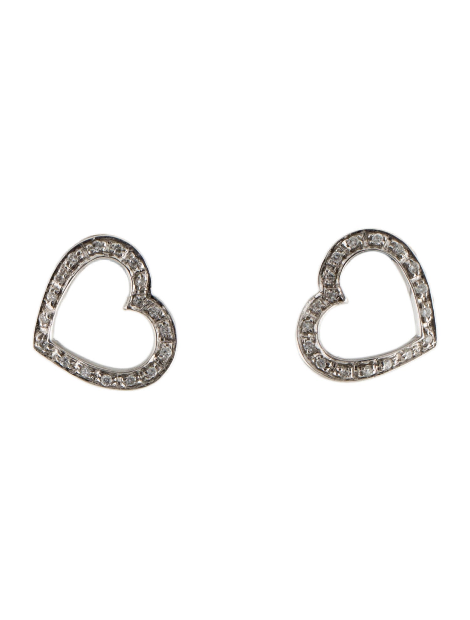 Lele Sadoughi Crystal Open Heart Stud Earrings w/ Tags GoldTone