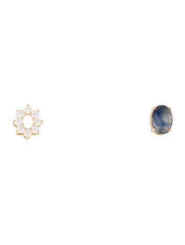 Asymmetrical Sapphire & Diamond Stud Earrings!