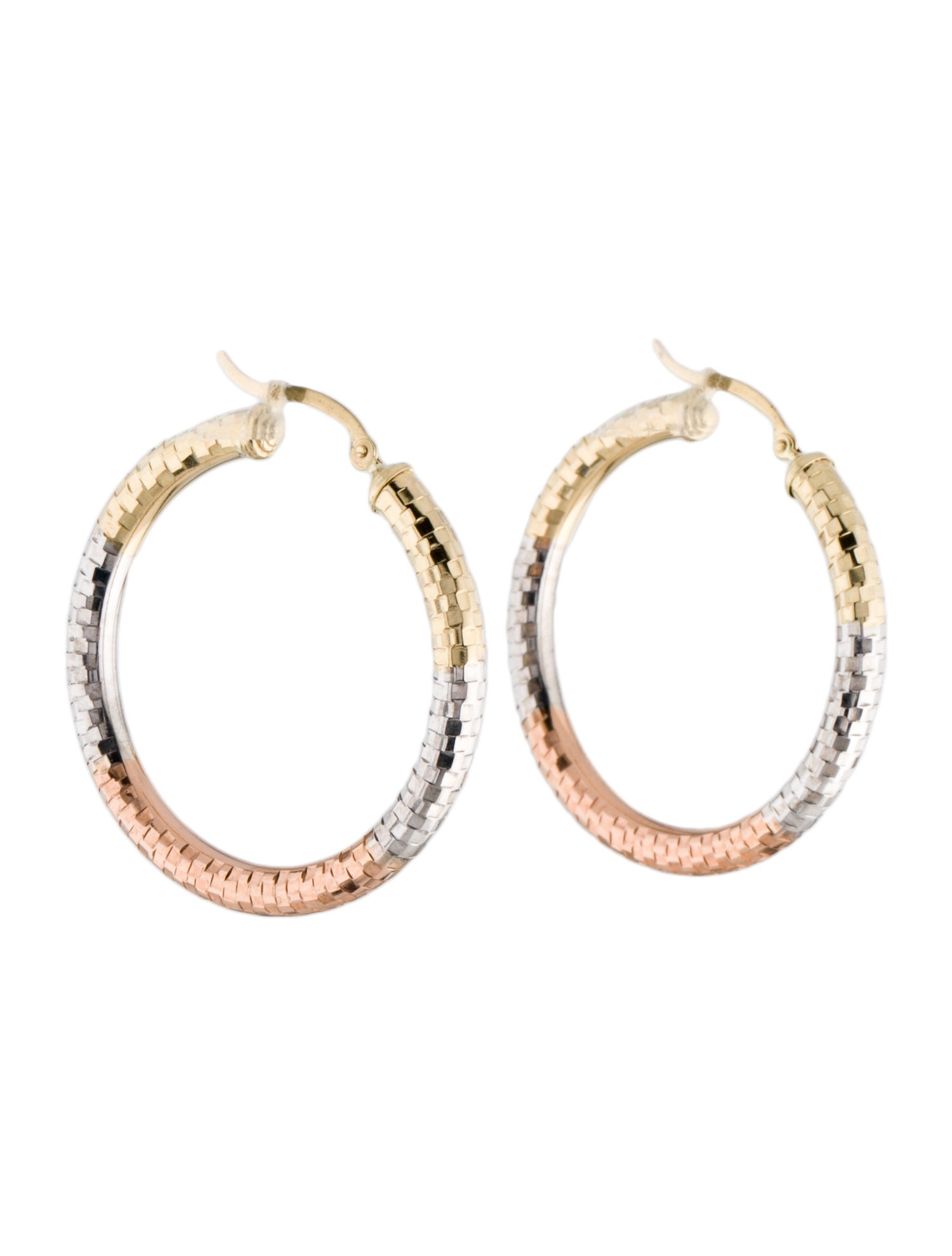 Earrings 14K Tri-Color Hoop Earrings