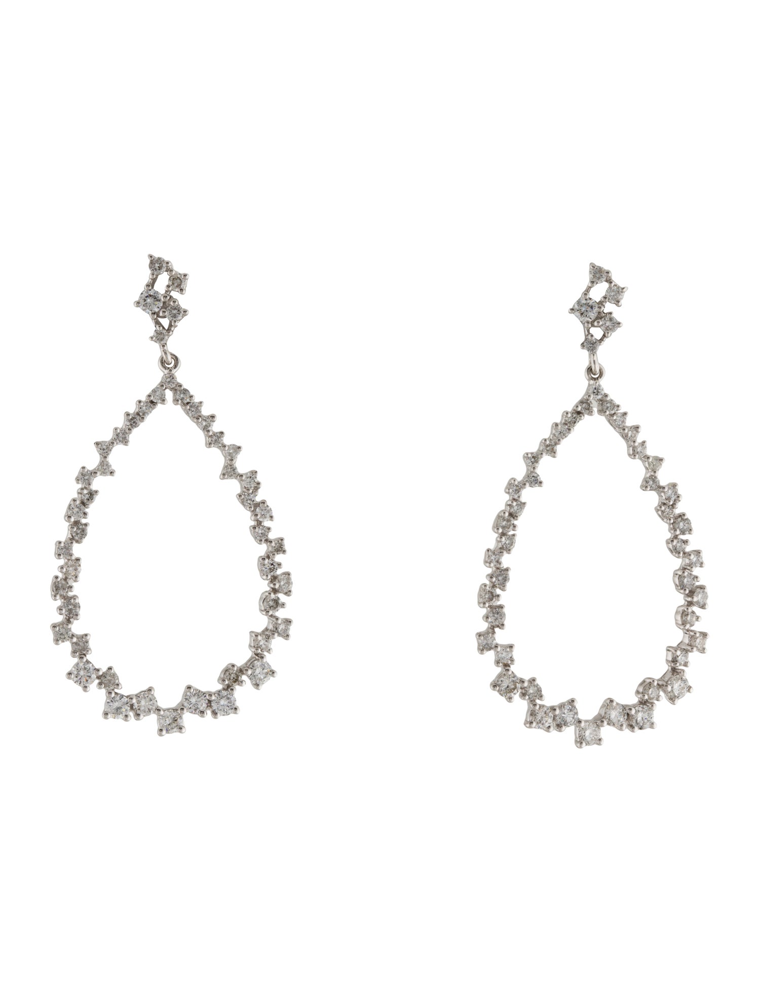 Earrings 14K Diamond Drop Earrings RhodiumPlated 14K White Gold Drop