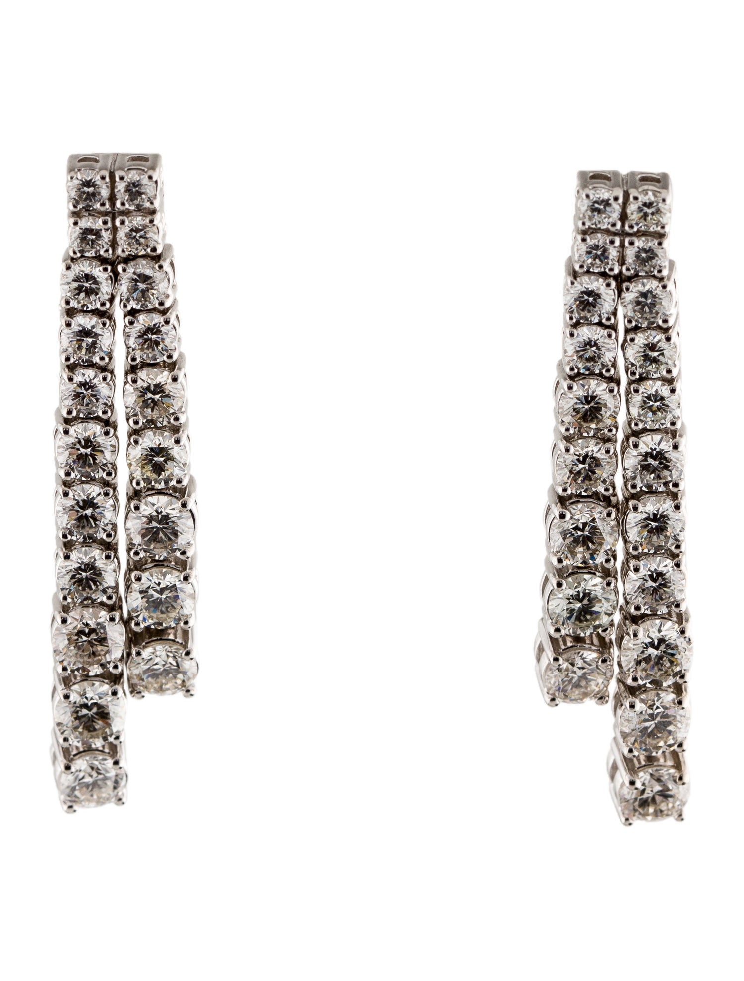 Earrings 14K 4.19ctw Diamond Double Line Drop Earrings 14K White Gold Drop, Earrings