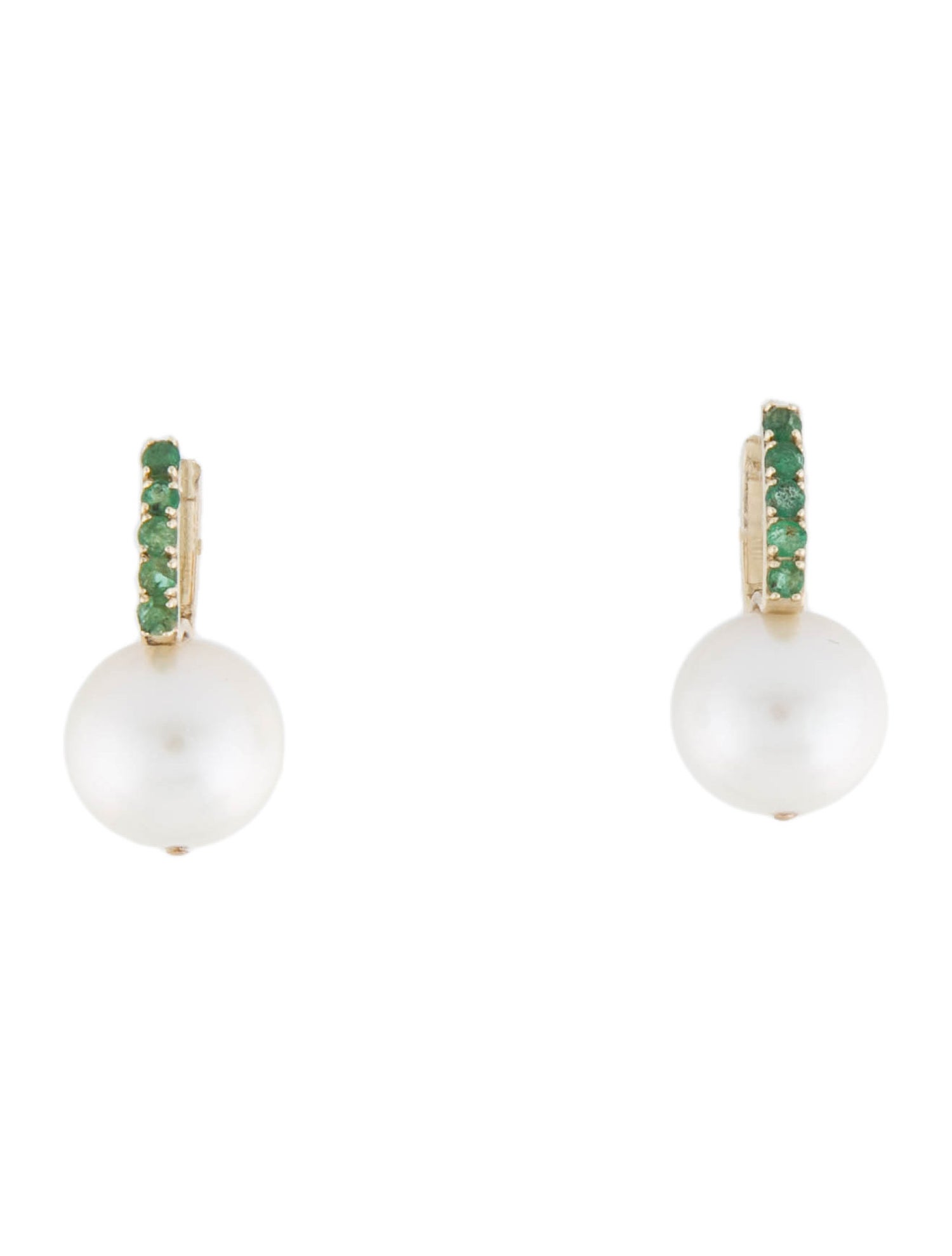 Earrings 14K Pearl & Emerald Earrings 14K Yellow Gold Drop, Earrings EARRI256382 The RealReal