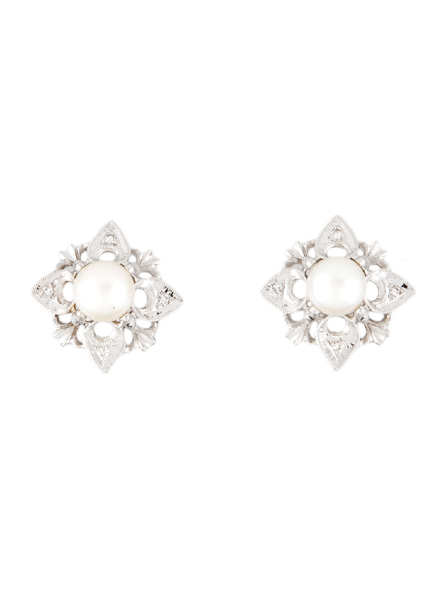 Earrings 14K Pearl & Diamond Clip-On Earrings