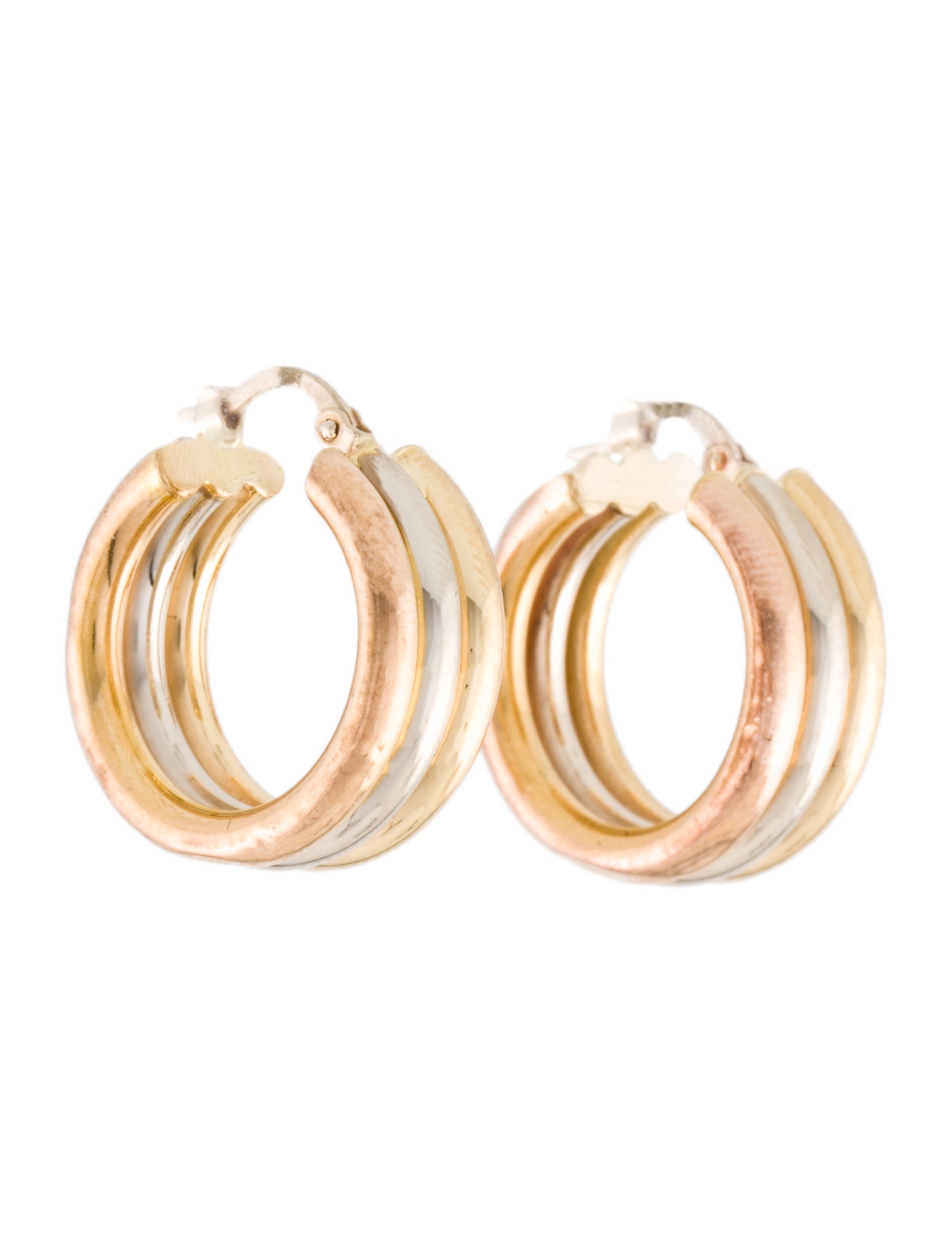 Earrings 14K Tri Color Hoop Earrings