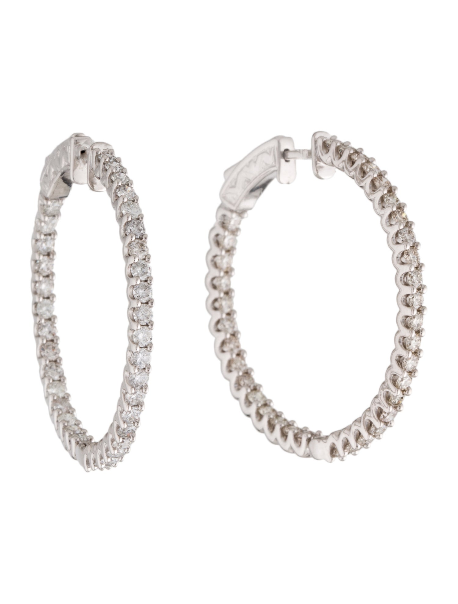 Earrings 14K 7.00ctw Diamond InsideOut Hoop Earrings 14K White Gold