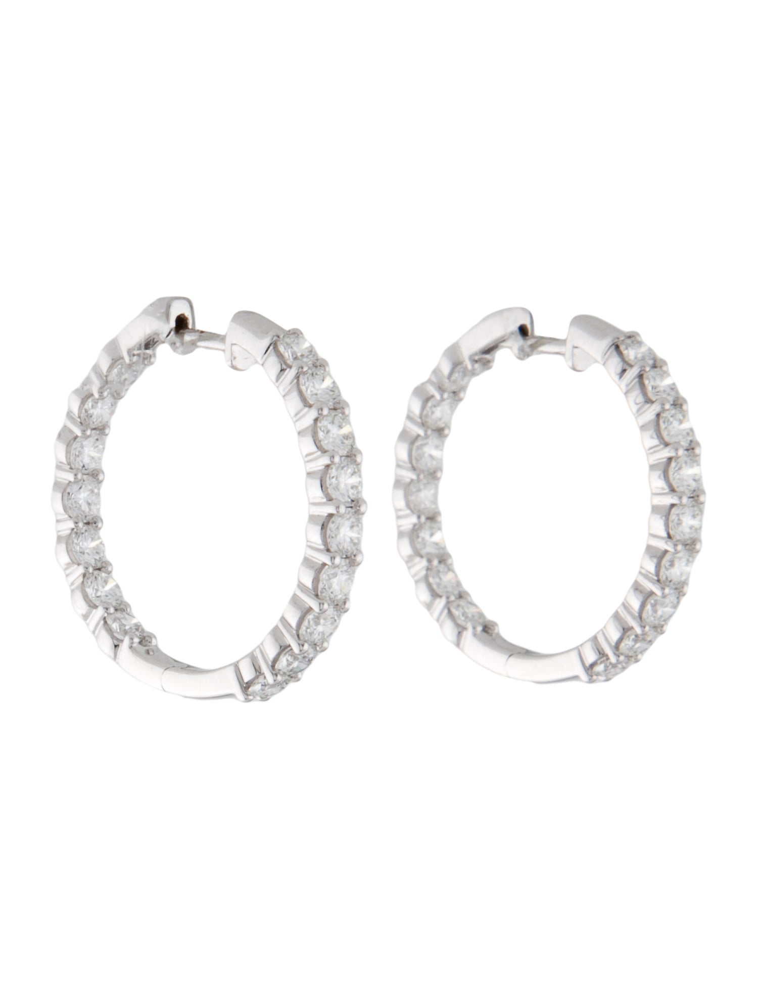 Earrings 14K 1.98ctw Lab-Grown Diamonds In-Out Hoop - Rhodium-Plated ...