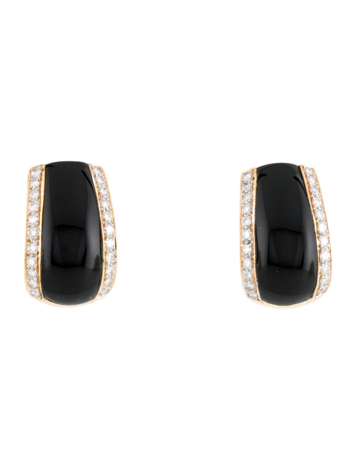 Earrings 18K Onyx & Diamond Clipon Earrings 18K Yellow Gold ClipOn
