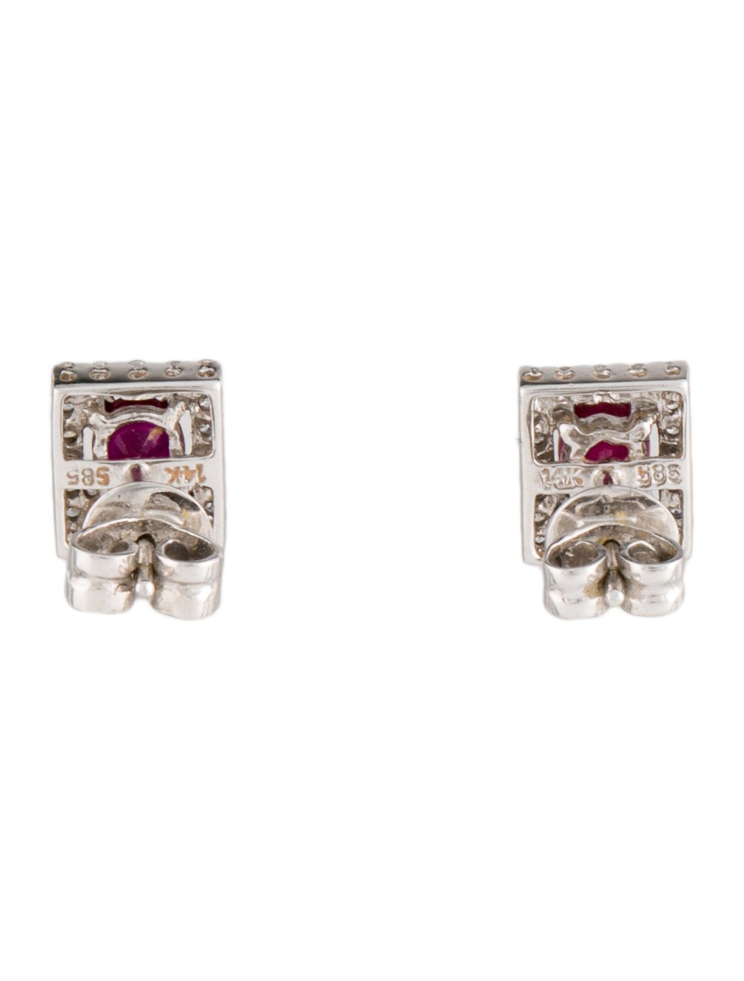 14K Ruby & Diamond Stud Earrings