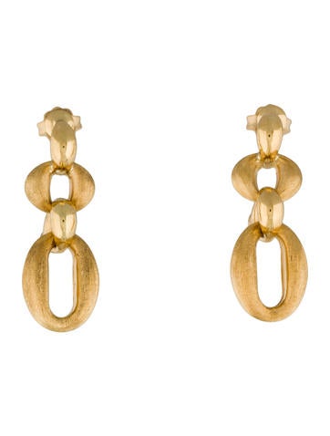 18K Drop Hoop Earrings