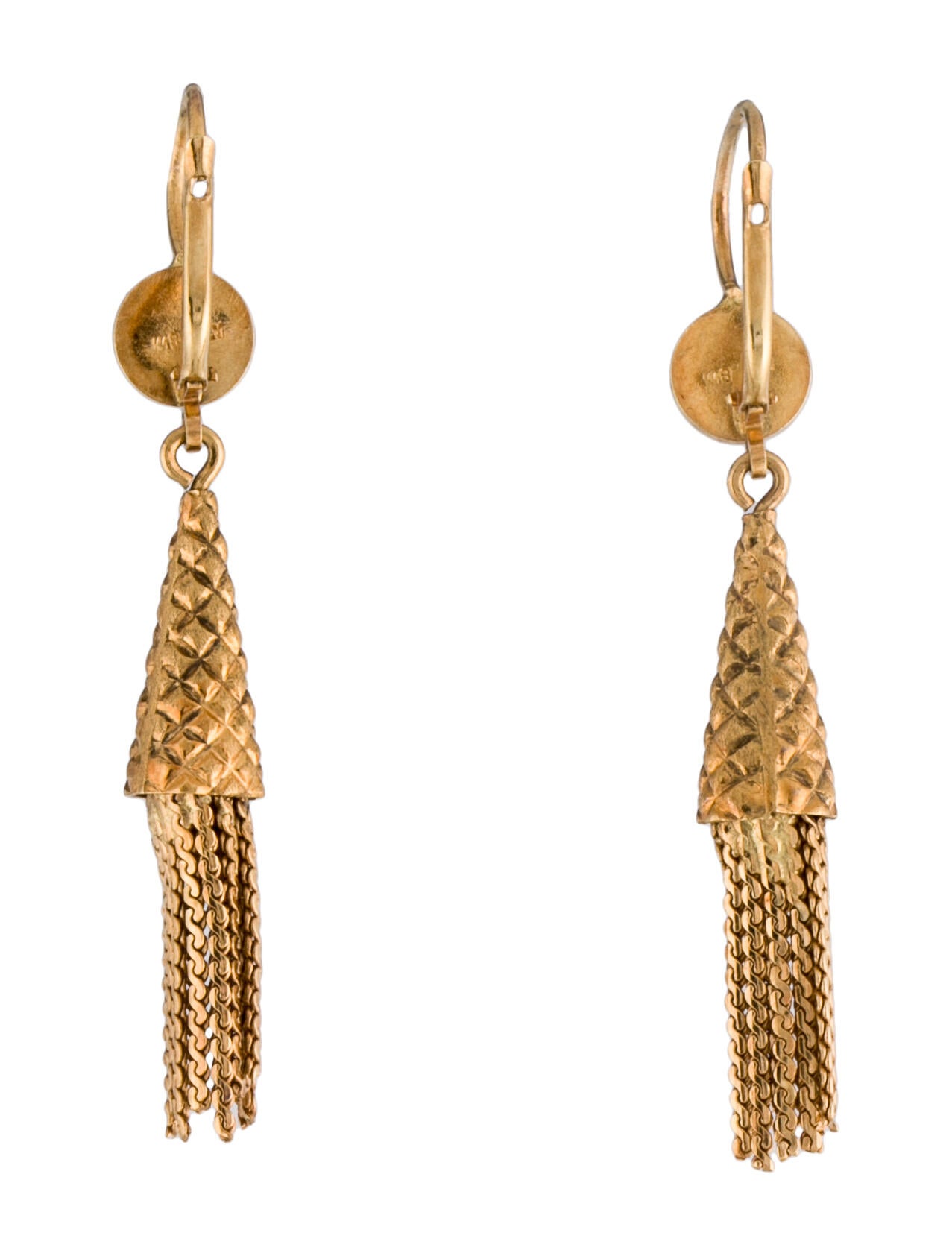 Earrings 18K Textured Tassel Earring 18K Yellow Gold Tassel, Earrings