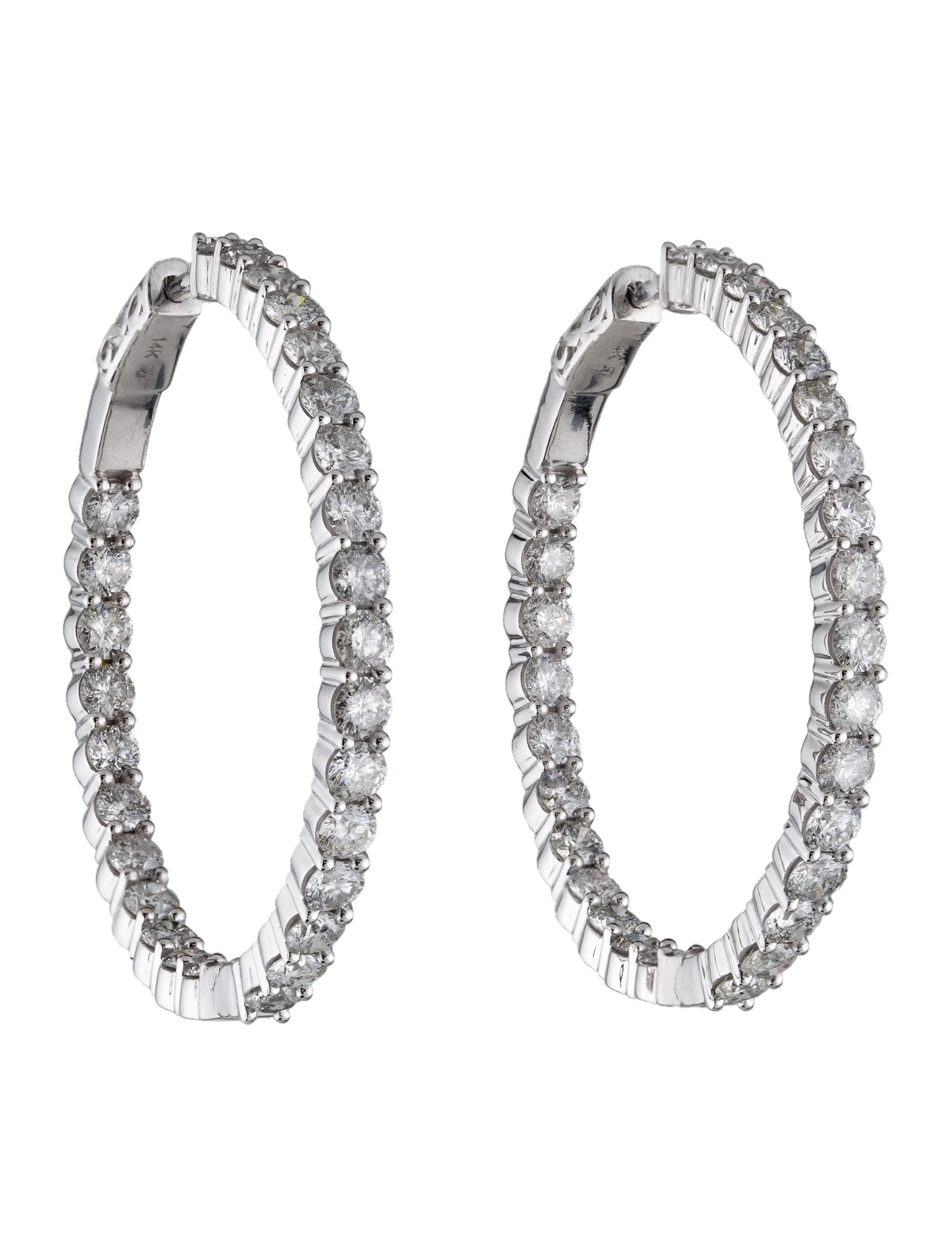 Earrings 14K 7.00ctw Diamond InsideOut Hoop Earrings 14K White Gold