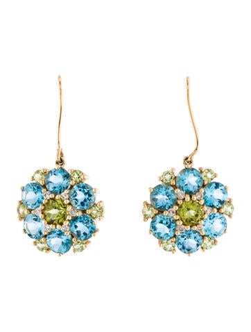Gemstone & Diamond Floral Drop Earrings