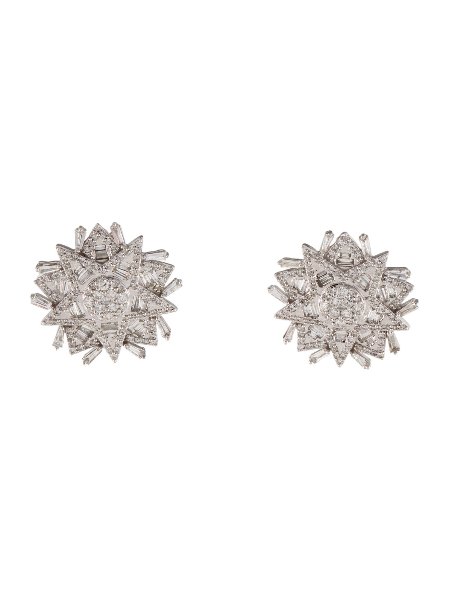 Earrings 14K 1.76ctw Diamond Star ClipOn Earrings RhodiumPlated 14K White Gold ClipOn