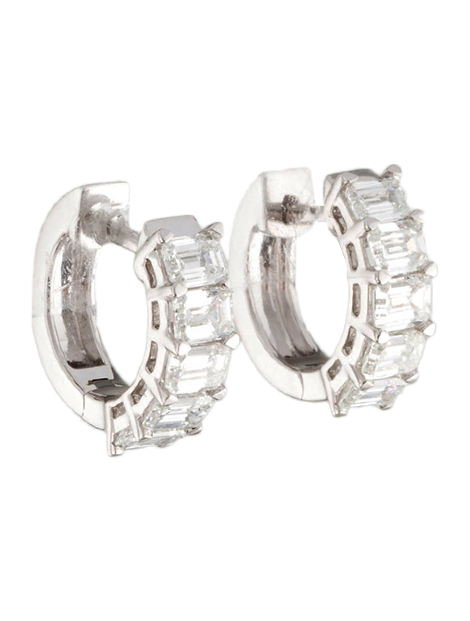 Earrings 14K 1.64ctw Diamond Huggie Hoop Earrings RhodiumPlated 14K