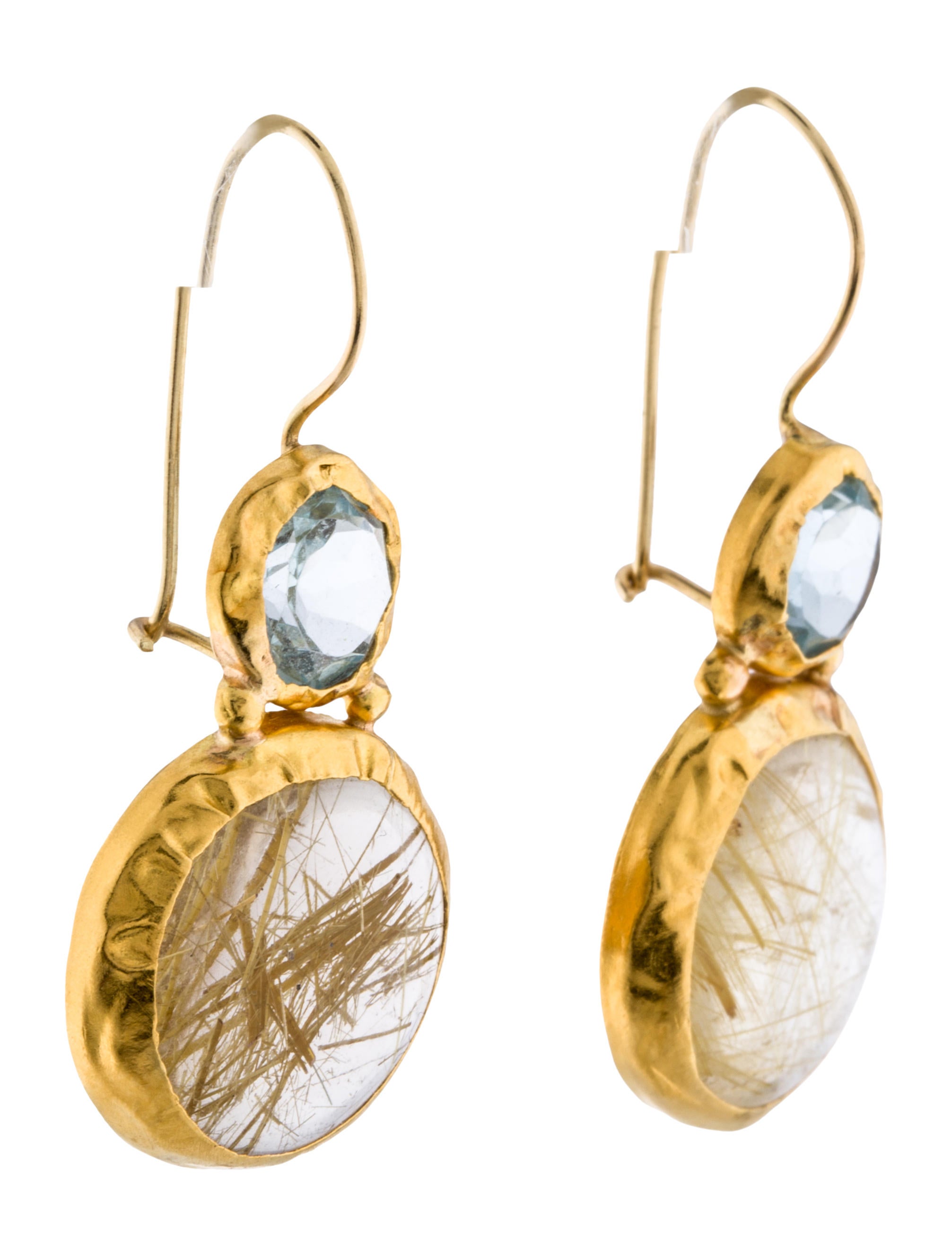 Topaz & Rutilated Quartz Drop Earrings Earrings EARRI26318 The